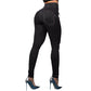 Jeggings noirs taille haute avec lacets, vue de face