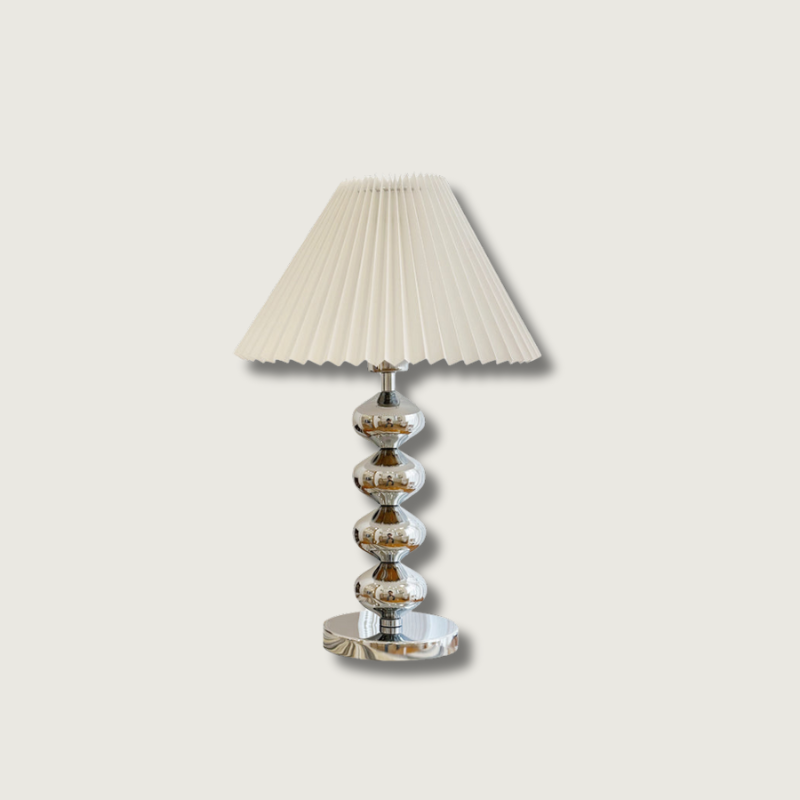 Lampe de table vintage avec abat-jour en tissu beige