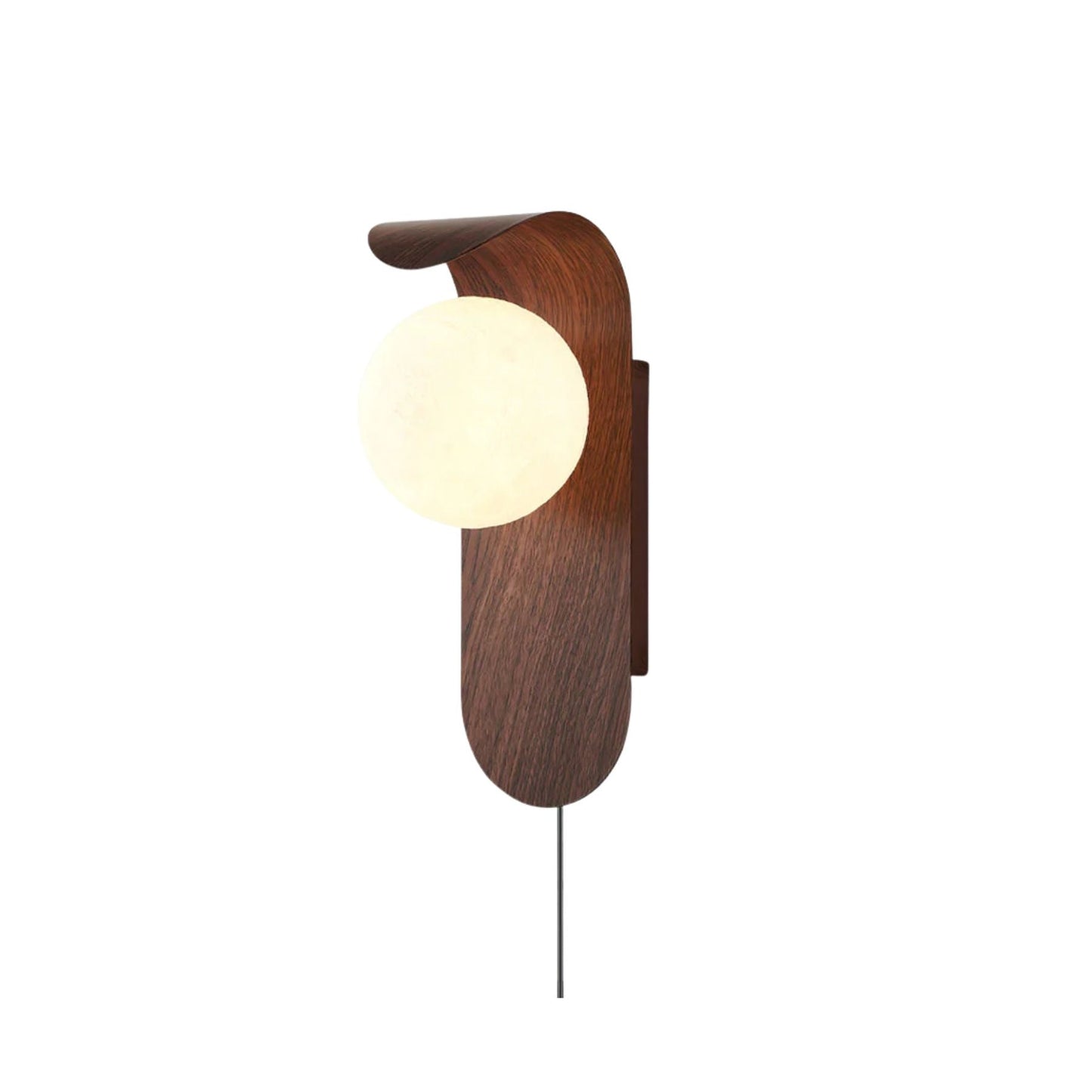 Applique murale en bois courbé avec globe acrylique dépoli