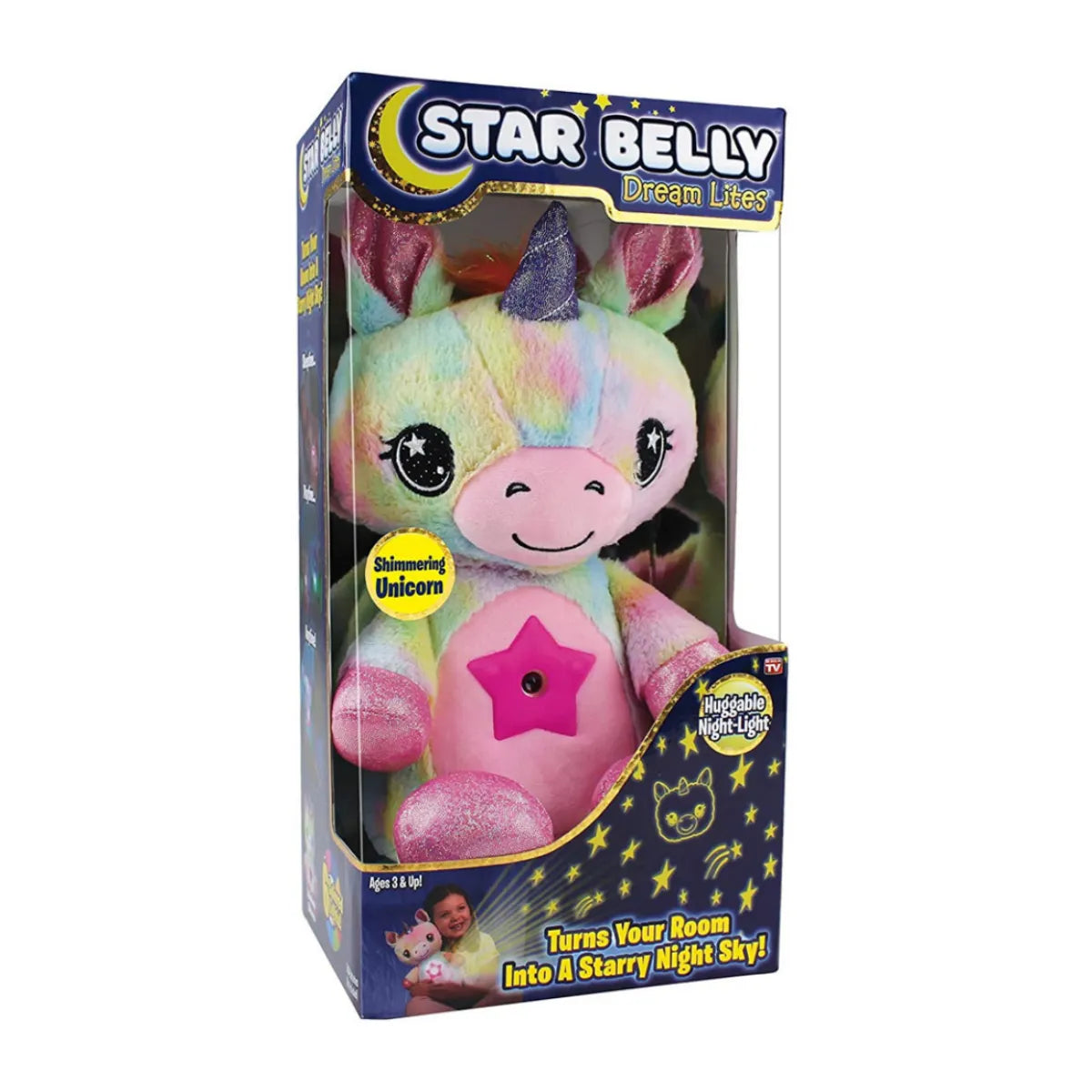 Veilleuse peluche projetant des étoiles colorées au plafond