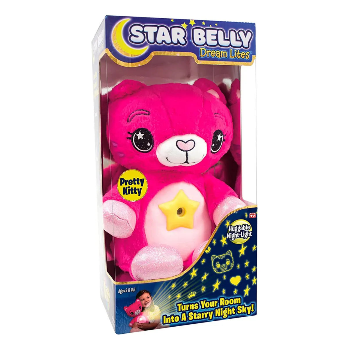 Gros plan sur le ventre lumineux de la peluche licorne