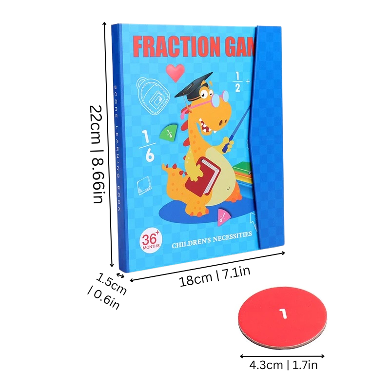 Livre magnétique avec pièces colorées pour apprendre les fractions