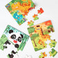 Livre de puzzles magnétiques ouvert avec pièces en bois