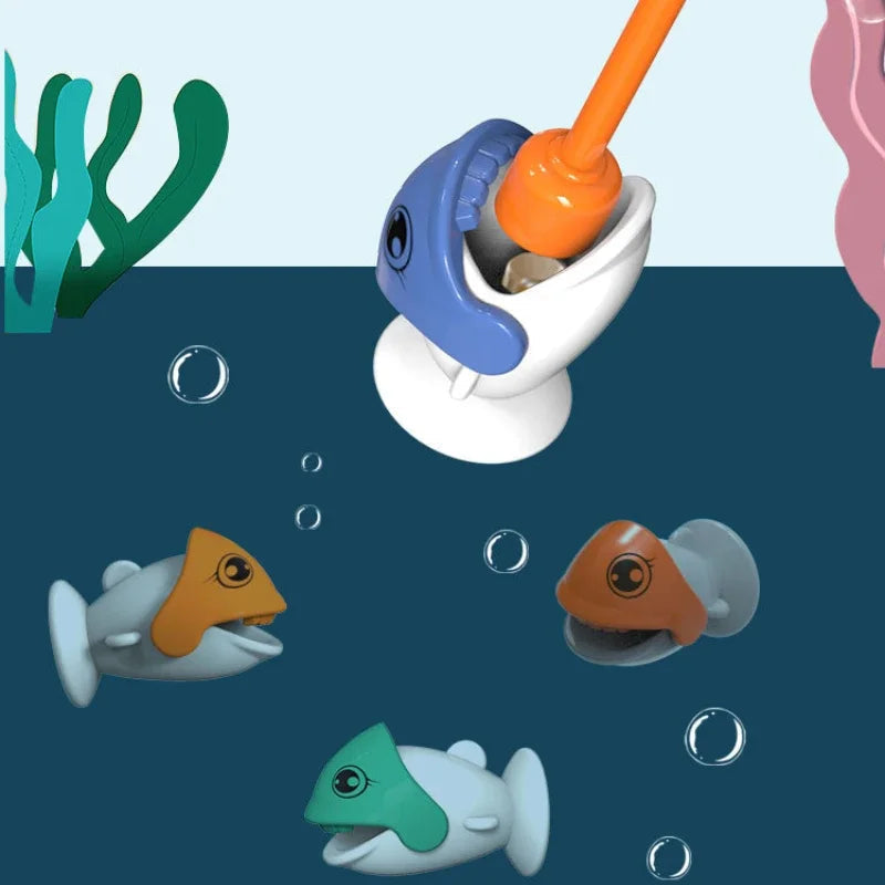 Enfant jouant avec un jeu de pêche magnétique coloré