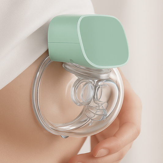 Vue latérale du tire-lait compact et discret en silicone