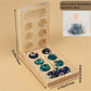 Plateau pliant du jeu Mancala en bois, prêt à être rangé