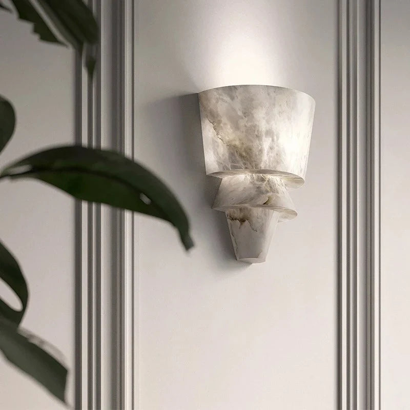 Applique murale en marbre naturel avec éclairage LED allumé
