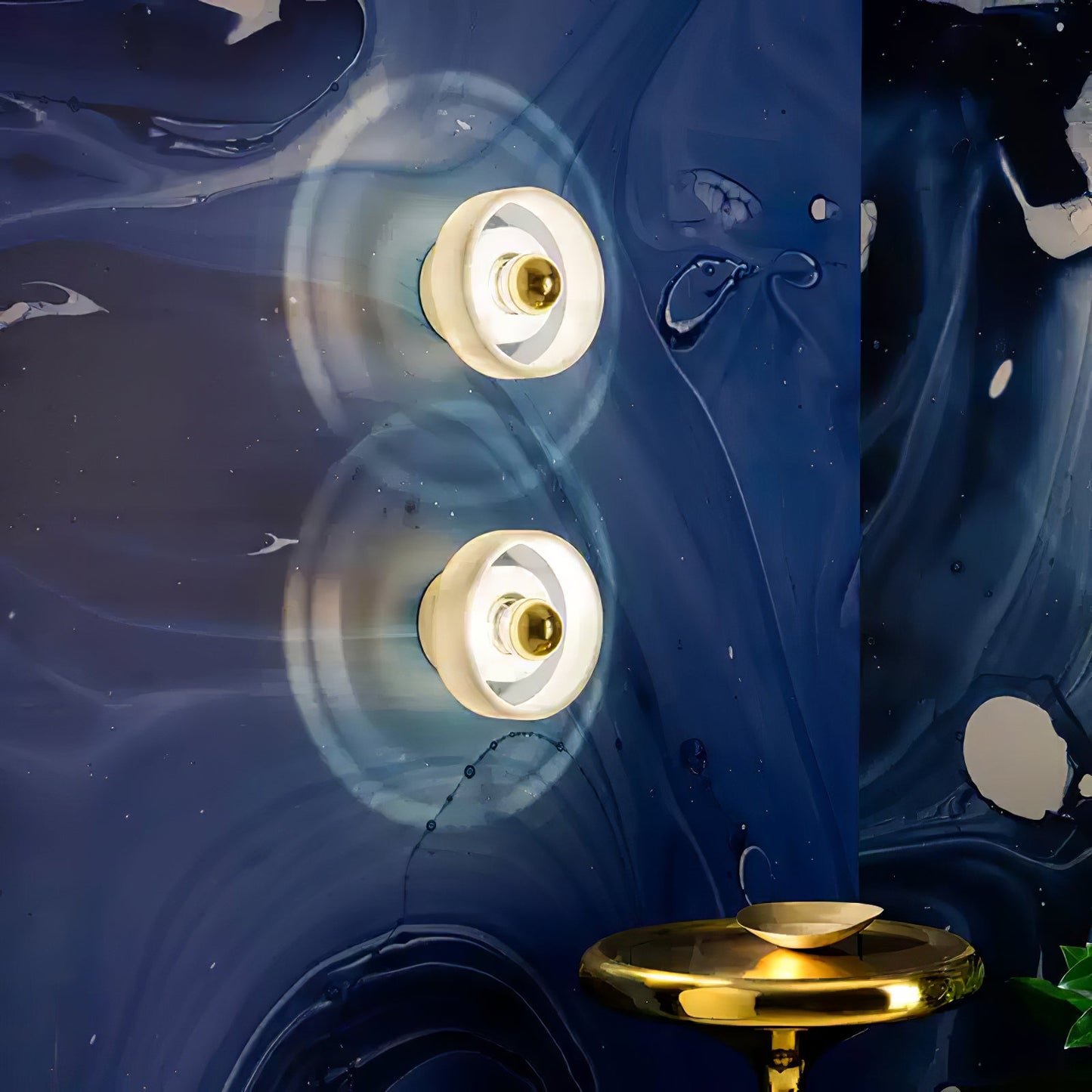 Effet lumineux concentrique diffusé par l'applique