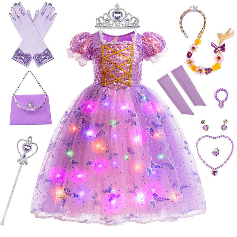 Robe de sirène avec couleurs bleu-violet scintillantes