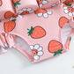Maillot de bain rose avec motifs fraises et fleurs pour fille
