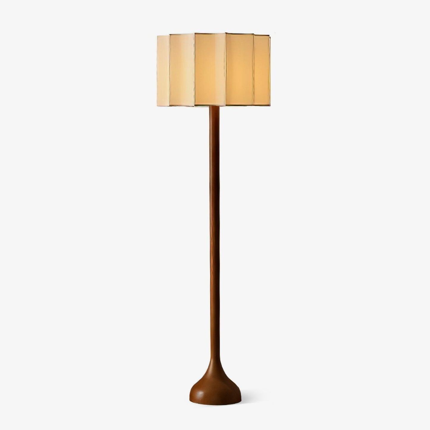 Lampe sur pied avec base en chêne et abat-jour beige