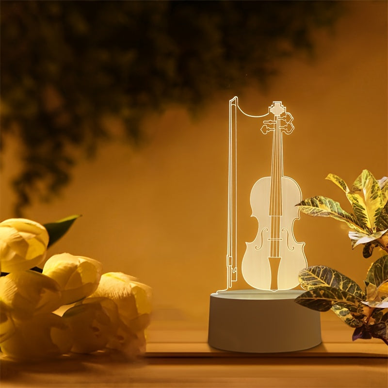 Lampe en forme de violoncelle avec effet 3D allumé