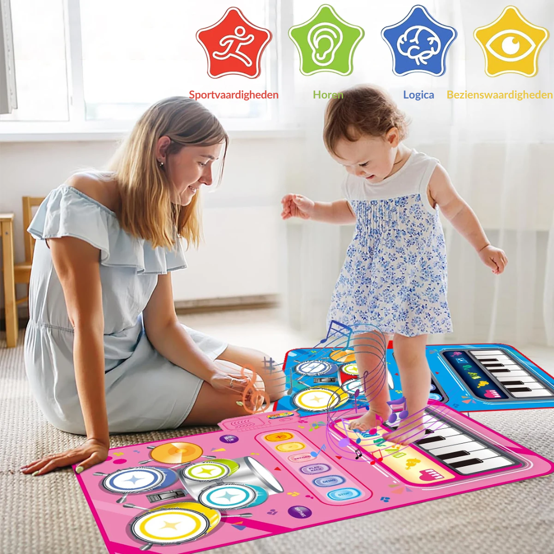 Gros plan sur les touches du tapis musical interactif