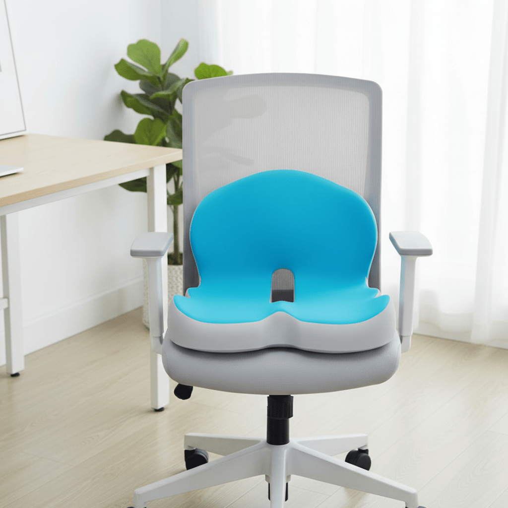 Schéma des dimensions et caractéristiques du coussin ergonomique