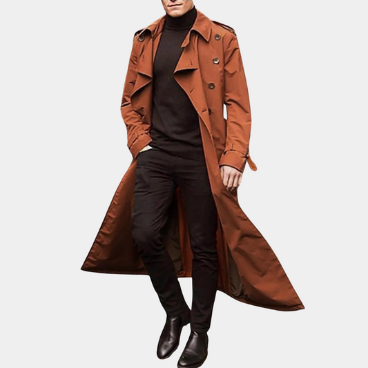 Manteau trench avec détails de couture, offrant une allure sophistiquée
