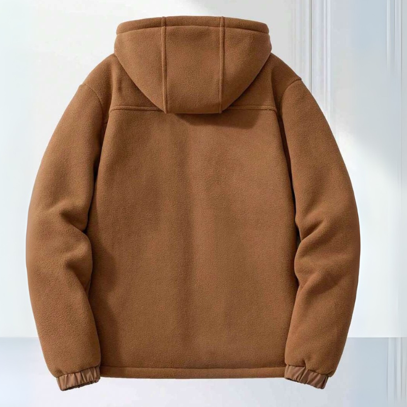 Vue de profil de la veste en polaire grise
