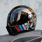 Casque intégral noir, détails des coutures et finitions