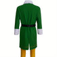 Homme portant un costume d'elfe avec couvre-chaussures rouges