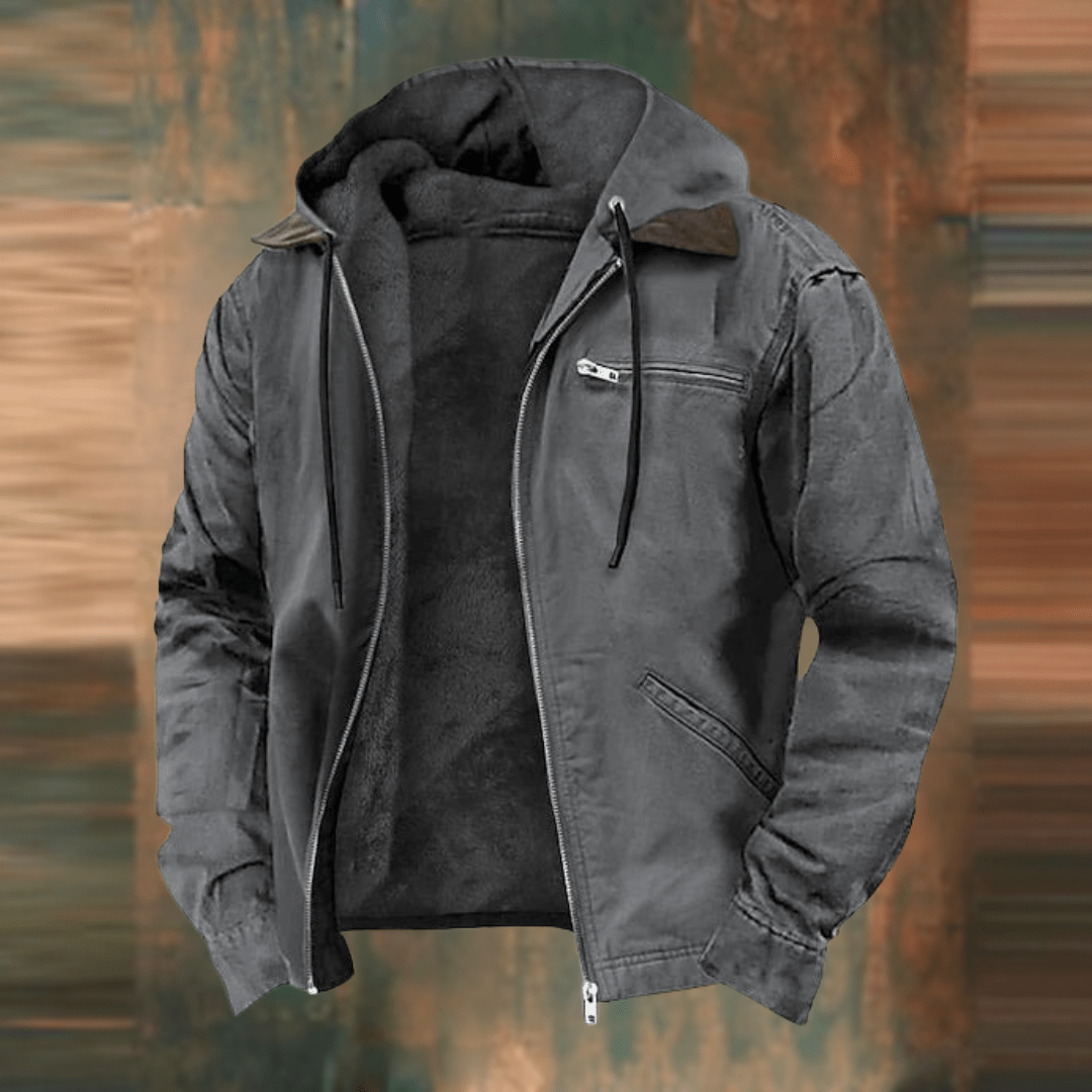 Vue de côté de la veste bomber doublée pour hommes
