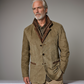Manteau en cuir vintage avec col superposé contrastant