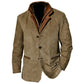 Vue de face du manteau, fermeture à boutons visible