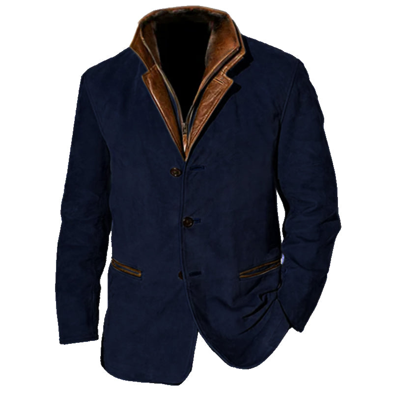 Poches passepoilées sur le manteau en cuir lisse