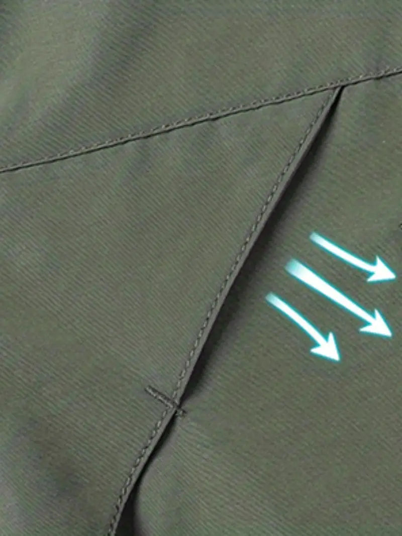 Vue de profil de la veste imperméable avec poches zippées