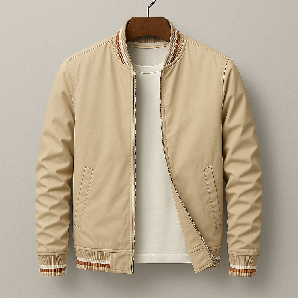 Détail de la fermeture éclair sur une veste bomber