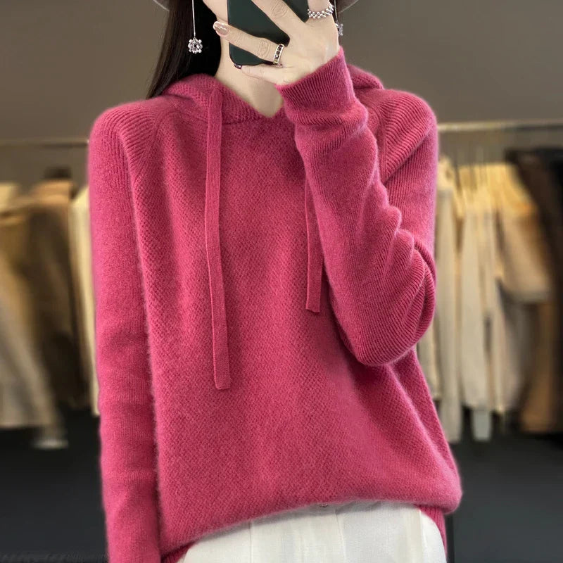 Vue de profil du pull en laine mérinos classique