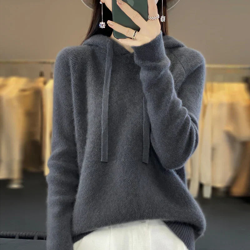 Vue arrière du pull en laine mérinos avec col haut
