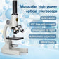 Microscope éducatif avec lentilles et commandes visibles