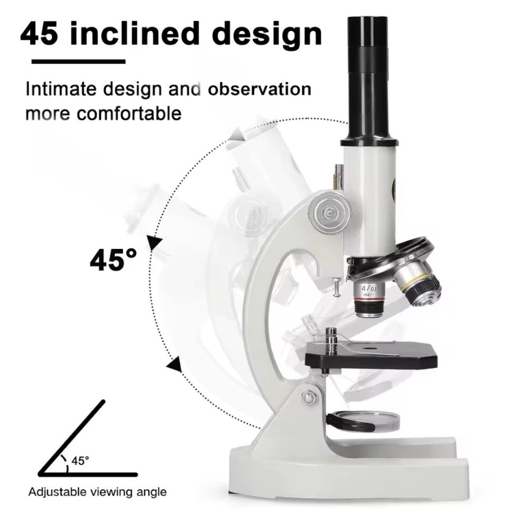 Microscope en gros plan avec échantillon sous la lentille