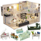 Vue rapprochée des meubles en bois dans la maison miniature