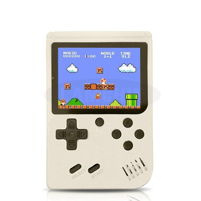 Vue latérale de la console rétro, montrant sa finesse et son design