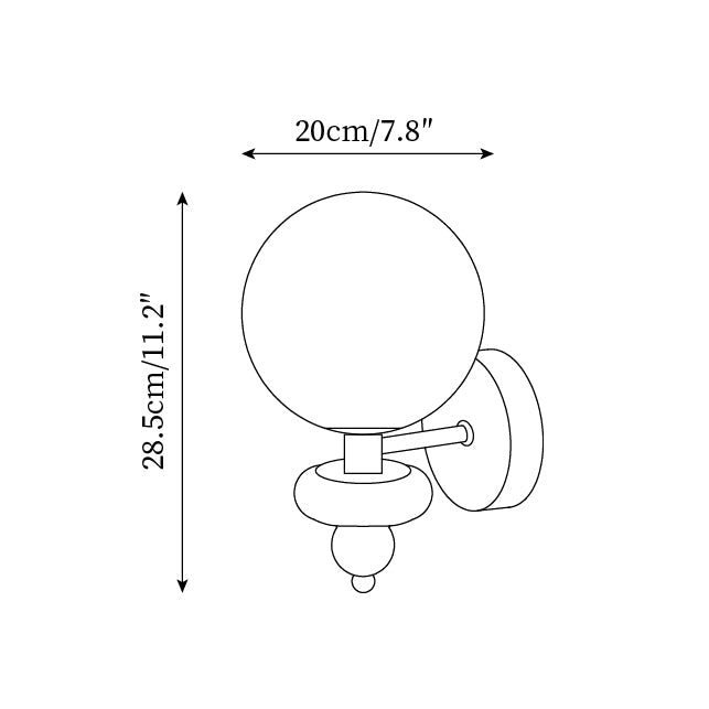 Vue rapprochée de la sphère en verre opale diffusant la lumière
