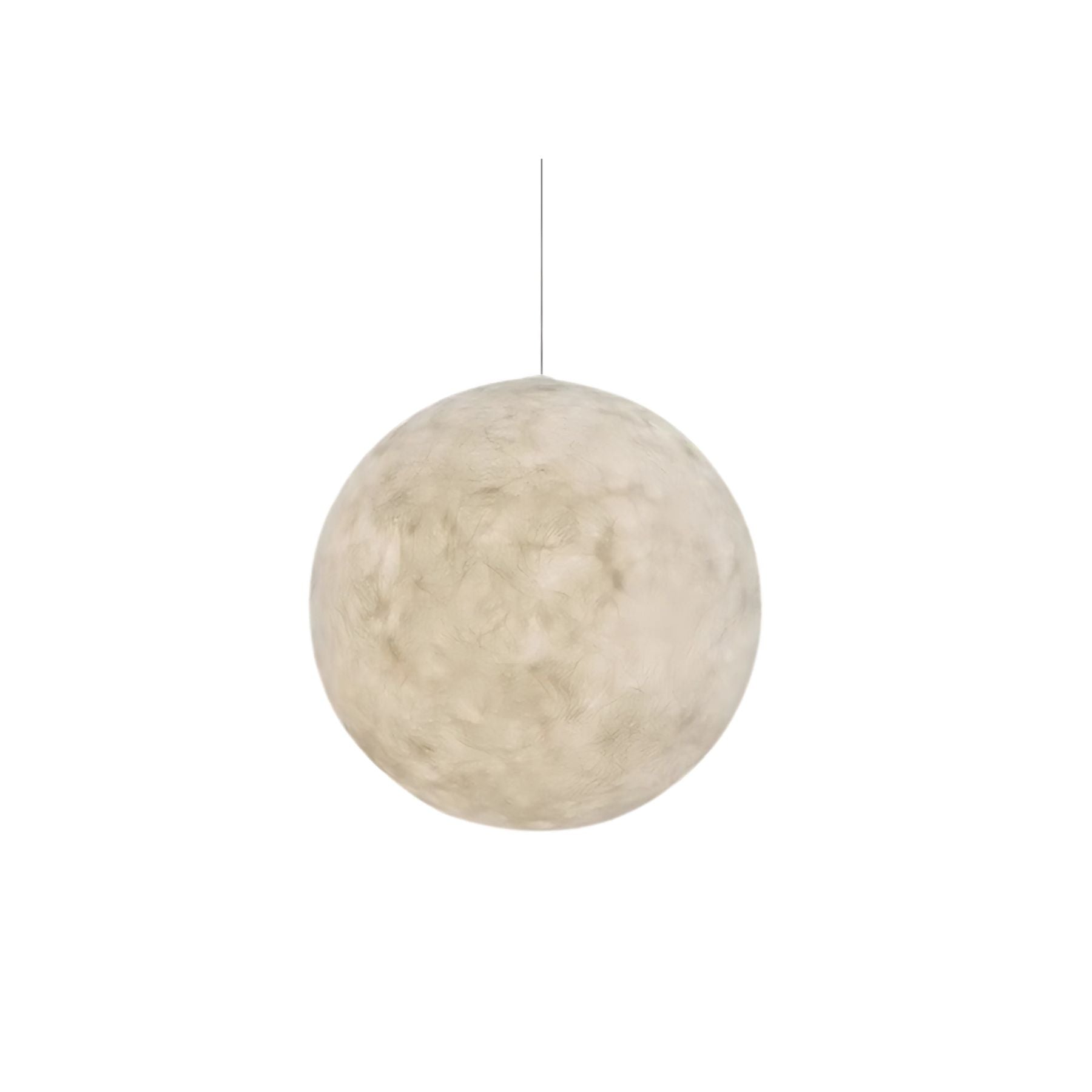Lampe pendante en forme de lune éclairée dans un salon moderne