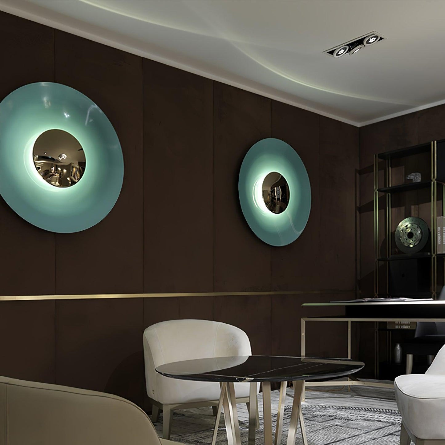 Vue rapprochée de l'applique murale en finition cuivre antique