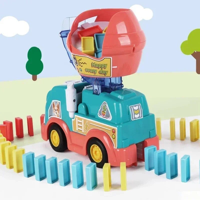 Gros plan sur le mécanisme du camion à dominos
