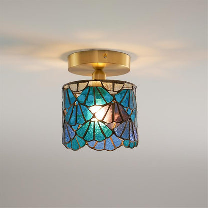 Lampe Tiffany éteinte montrant le design en mosaïque