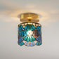 Structure en laiton de la lampe Tiffany vue de près