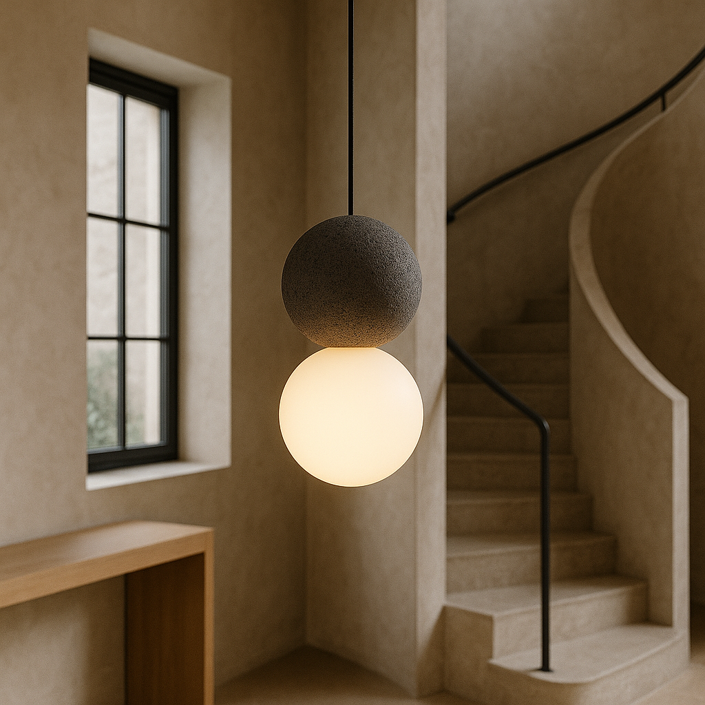 Vue latérale de la suspension minimaliste