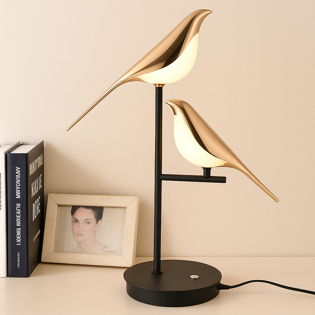 Vue latérale de la lampe montrant sa hauteur et son design