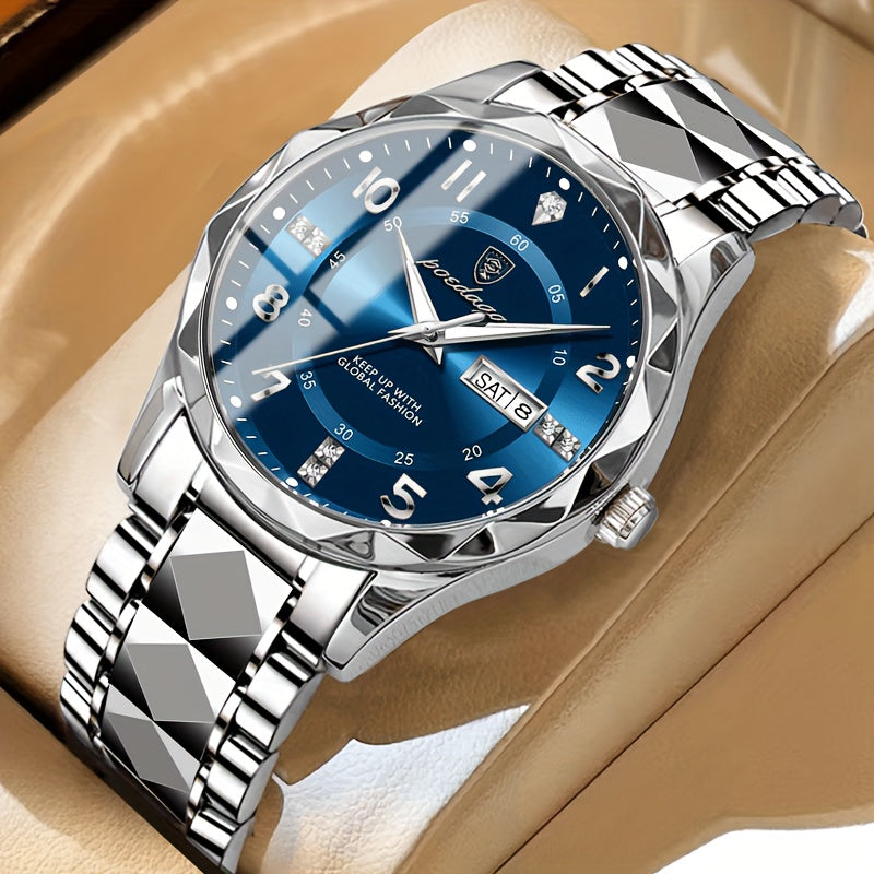 Vue de face, montre avec affichage double et aiguilles