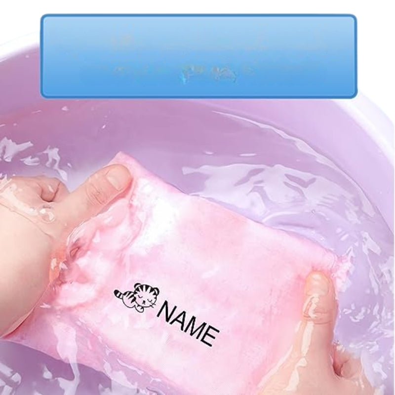 Vue du tampon appliqué sur un tissu clair