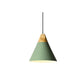 Lampe suspendue en bois et aluminium, vue de face
