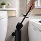 Brosse de toilette en acier inoxydable avec support mural noir