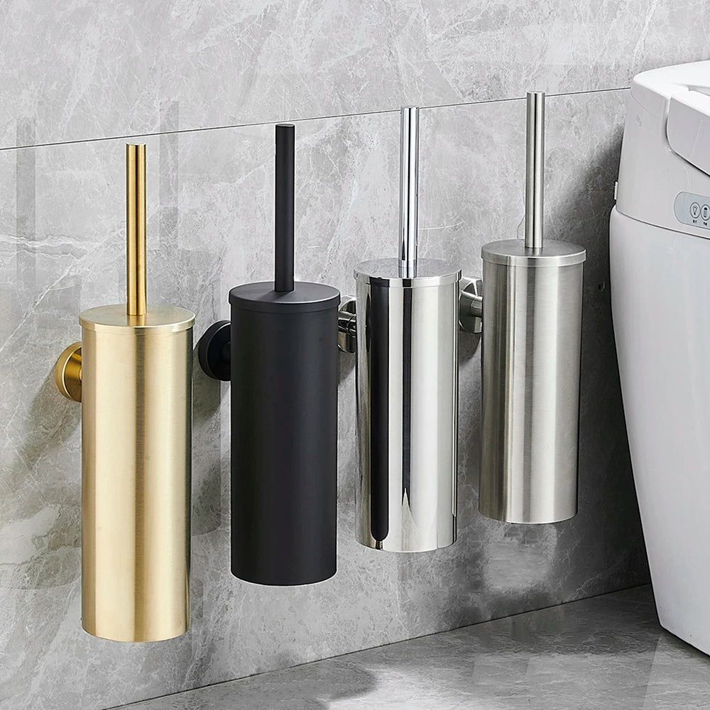 Support mural noir élégant pour brosse de toilette moderne