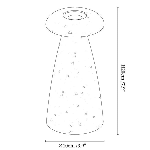 Vue latérale de la lampe champignon avec finition céramique