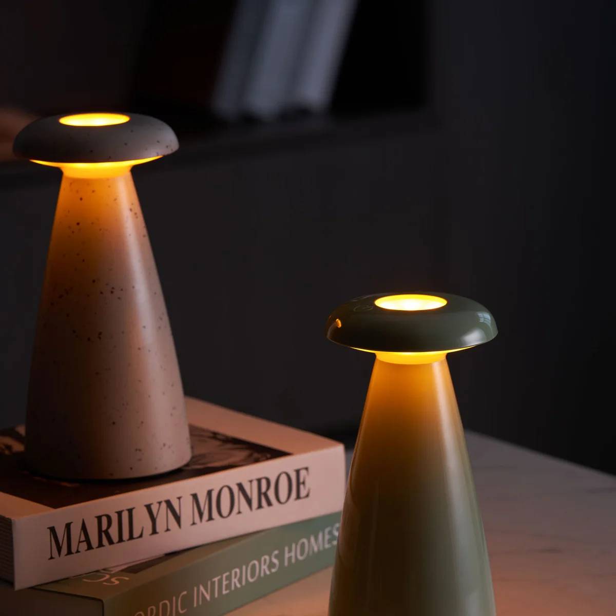 Vue de dessus de la lampe champignon, design moderne