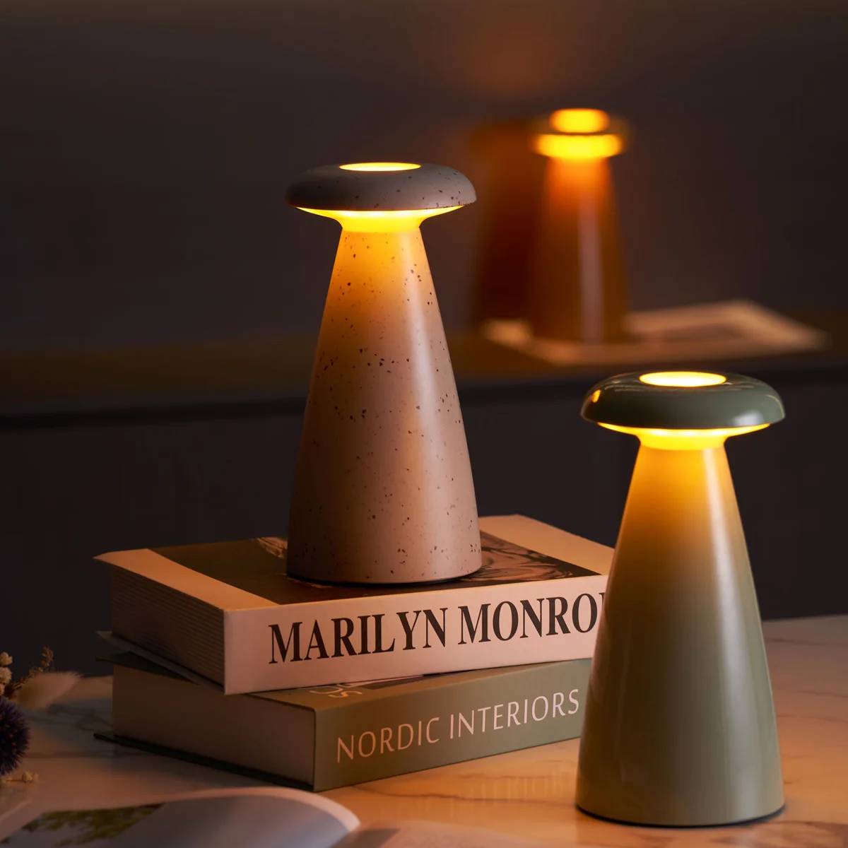 Lampe champignon avec lumière LED, ambiance tamisée